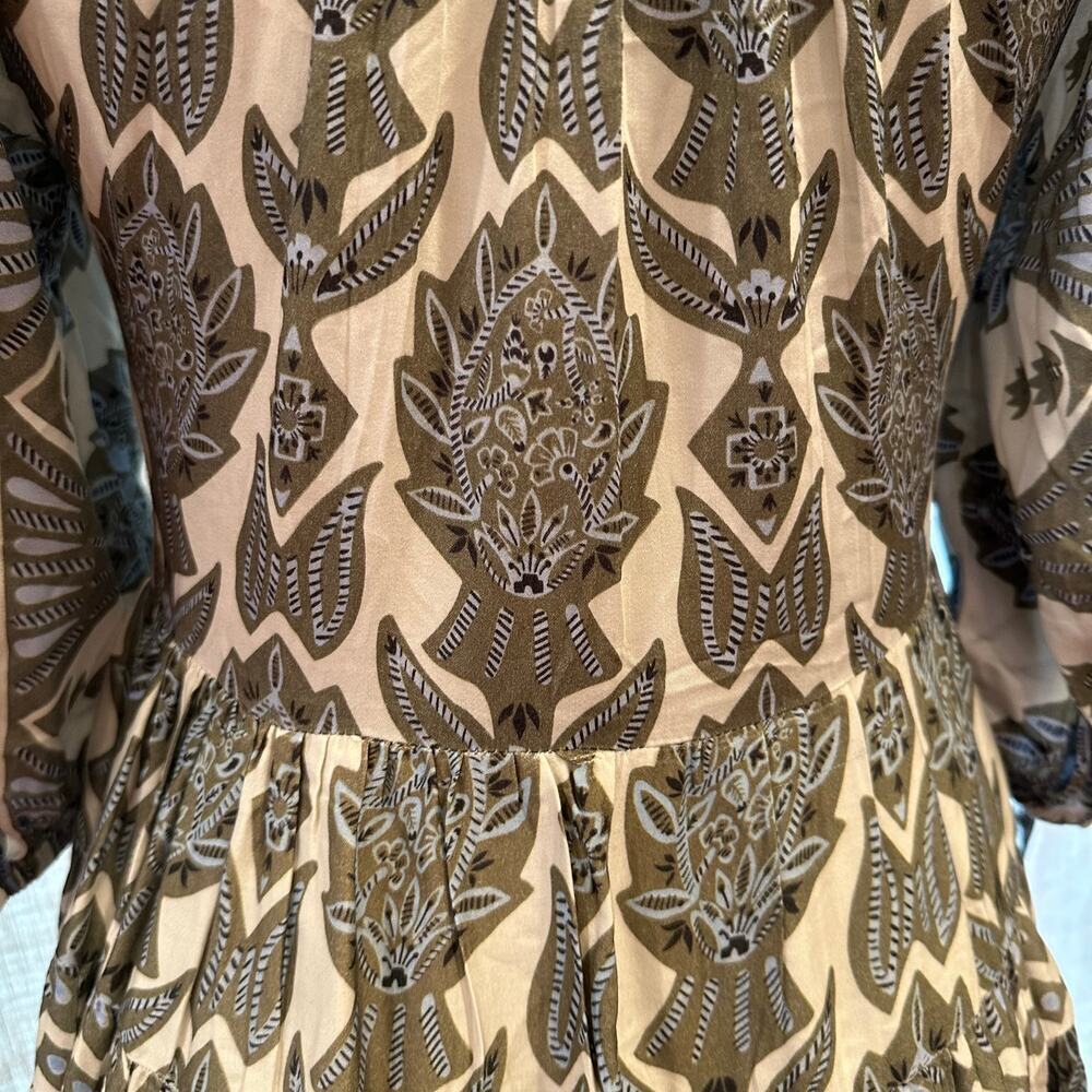 Omika Paisley Boho Mini Dress V Neck 3/4 Sleeve Pockets Size S - Picture 2 of 7